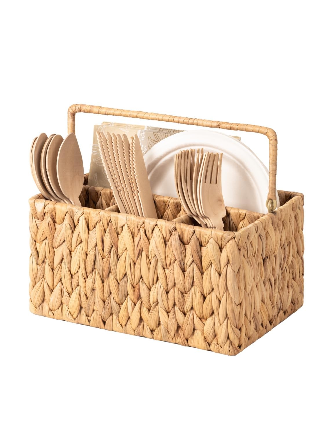 StorageWorks Hand-Woven Wicker 10 ¼"L x 7"W x 5 ½"H, Natural(Water Hyacinth)