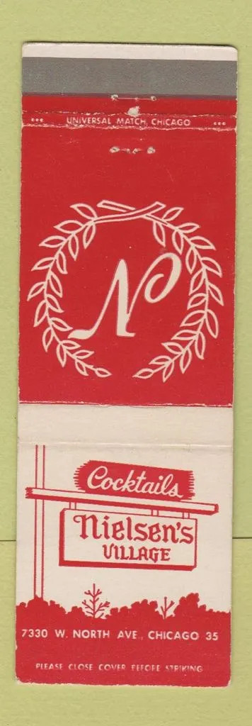 Matchbook Cover - Nielsen's Village Chicago IL