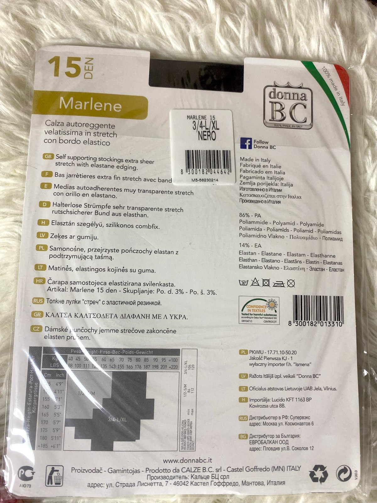 💎 VINTAGE BC MARLENE 15 DEN SHEER SILICONE FREE SELF-SUPPORT SOCKS