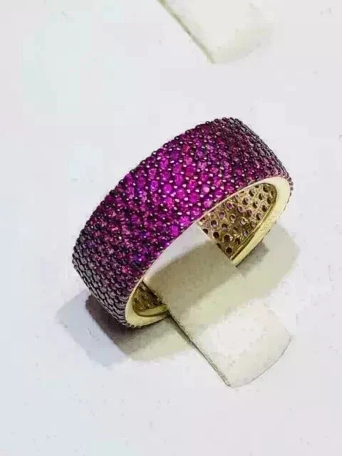 2Ctw Round Cut Lab Created Pink Ruby Women's Wedding Ring 14K Yellow Gold Plated