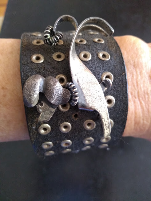"POODLE" LEATHER CUFF BRACELET- Handmade/New