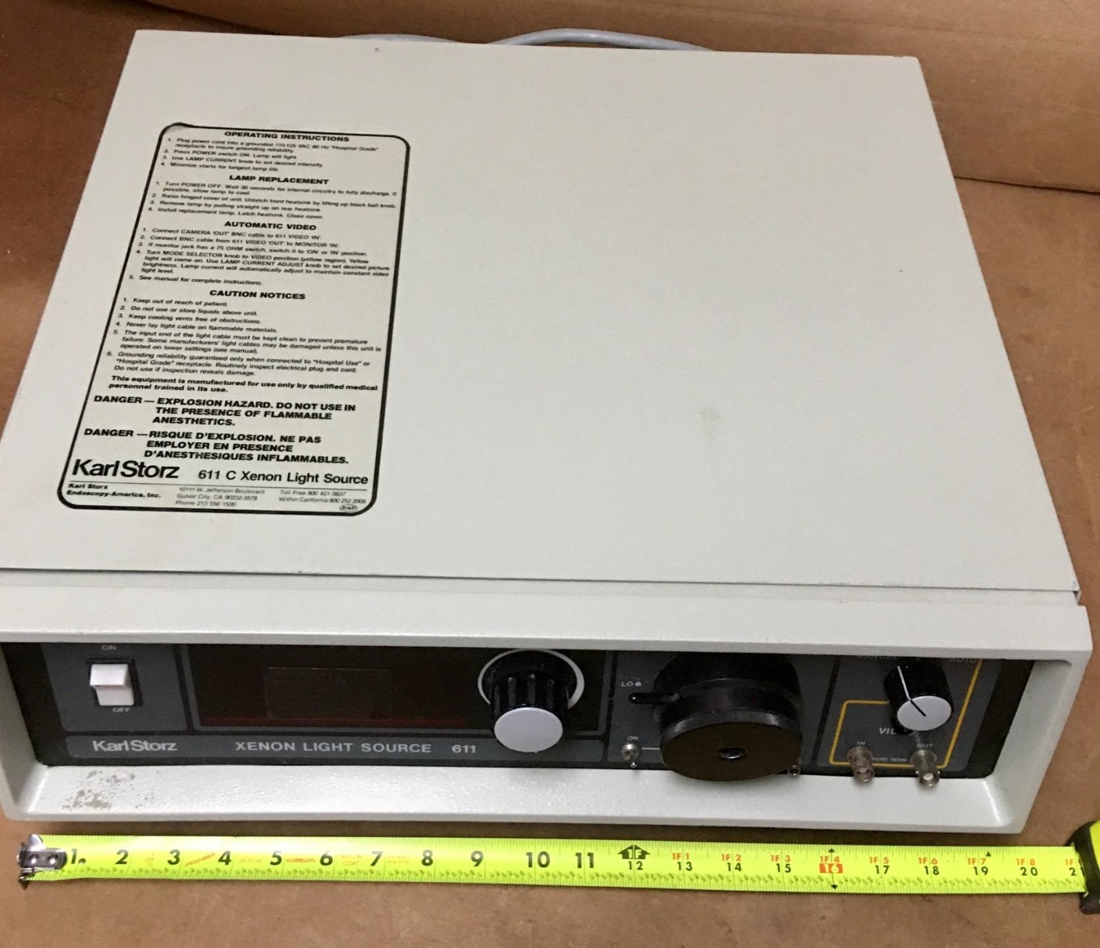 KARL STORZ 611C XENON LIGHT SOURCE ! G