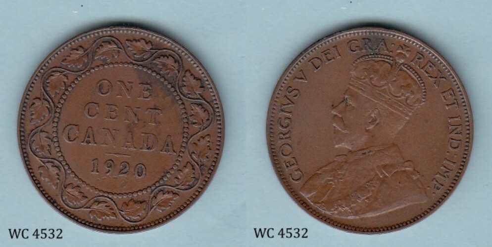 Canada 1 One Cent 1920 (George V) Coin D
