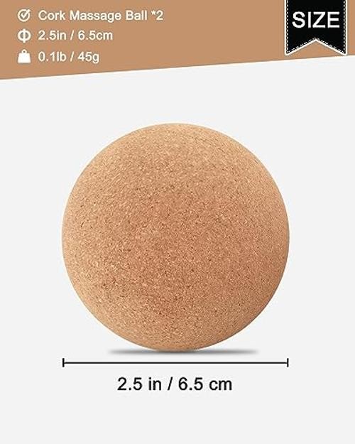 Cork Massage Ball 2.5" - 2 Pack - Deep Density Fine Particles - High Density