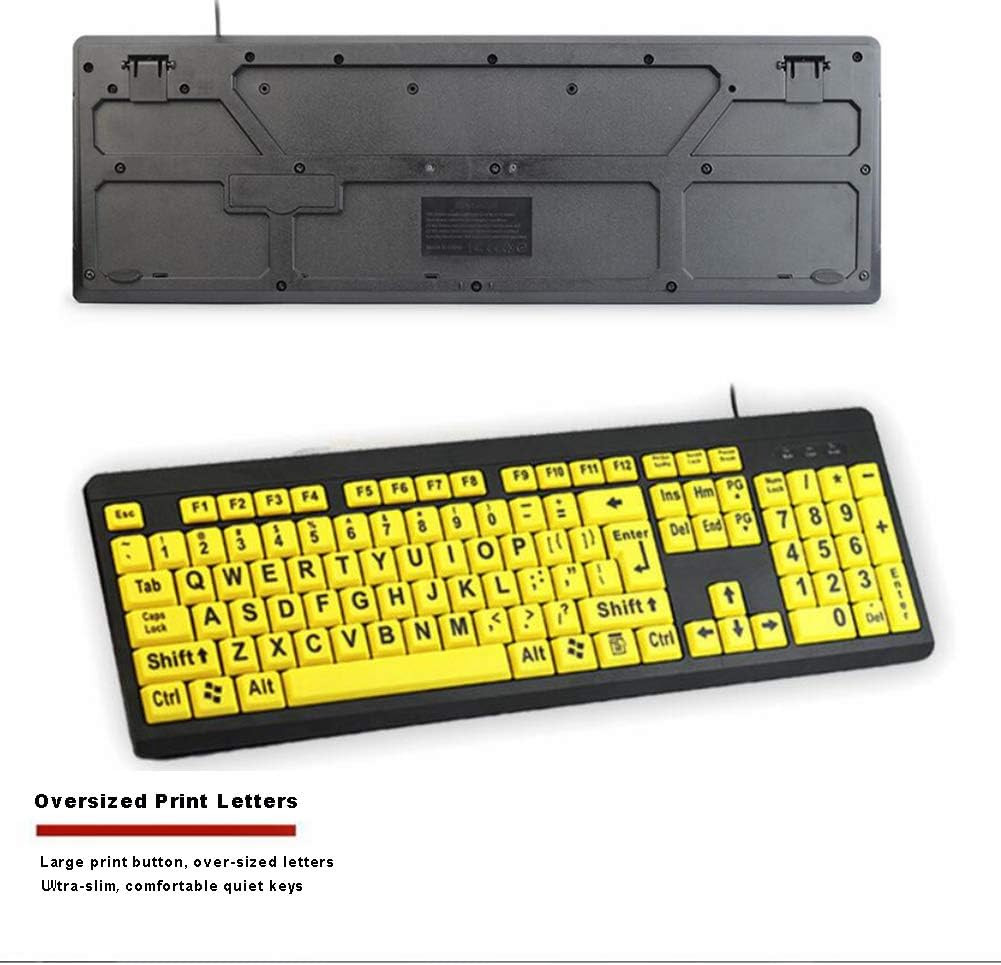 Large Print Computer Keyboard, Wired USB High Contrast Keyboard with Oversize...