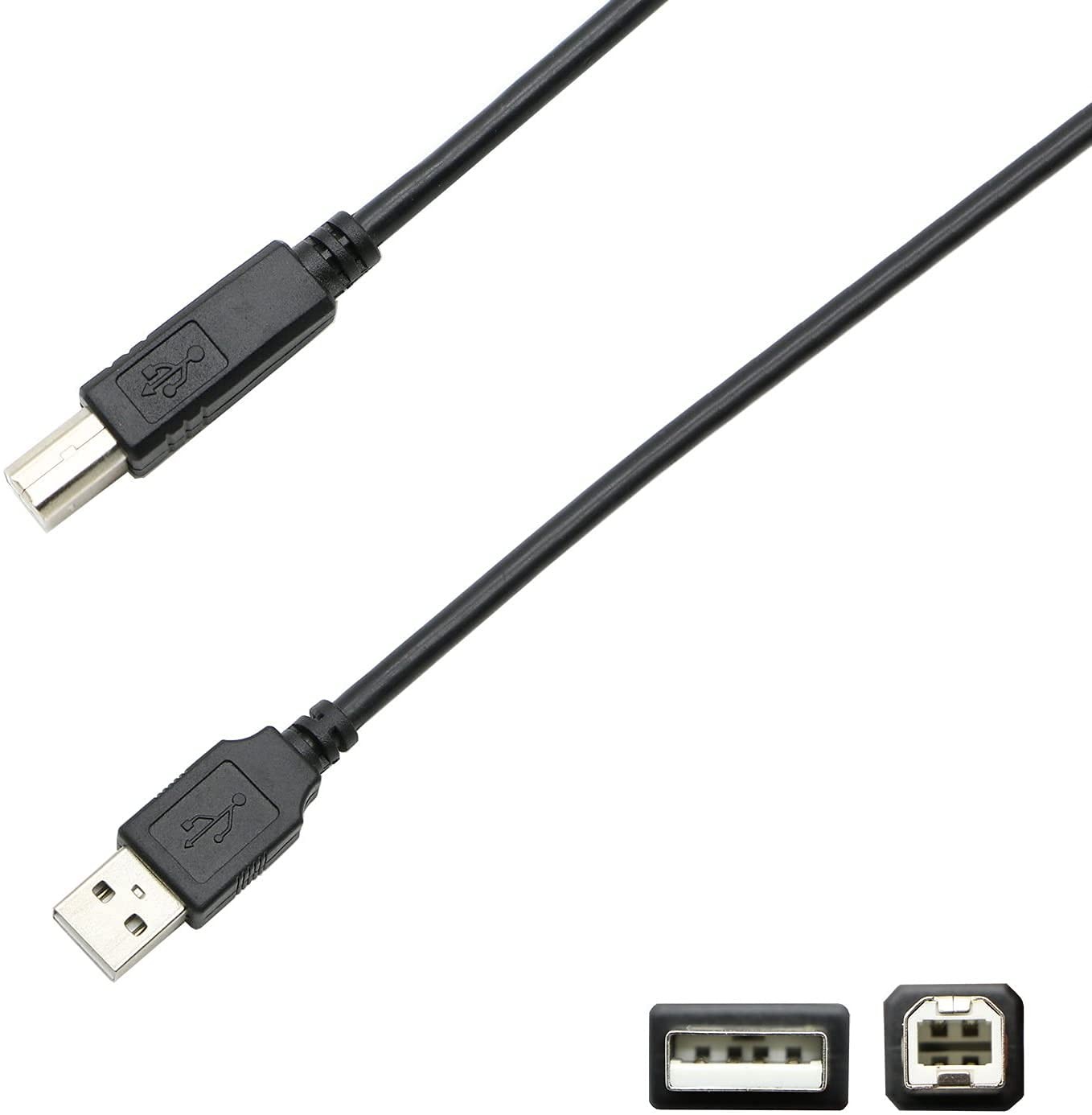 MIDI Controller USB Cable B Cord Compatible 3 meters, Black