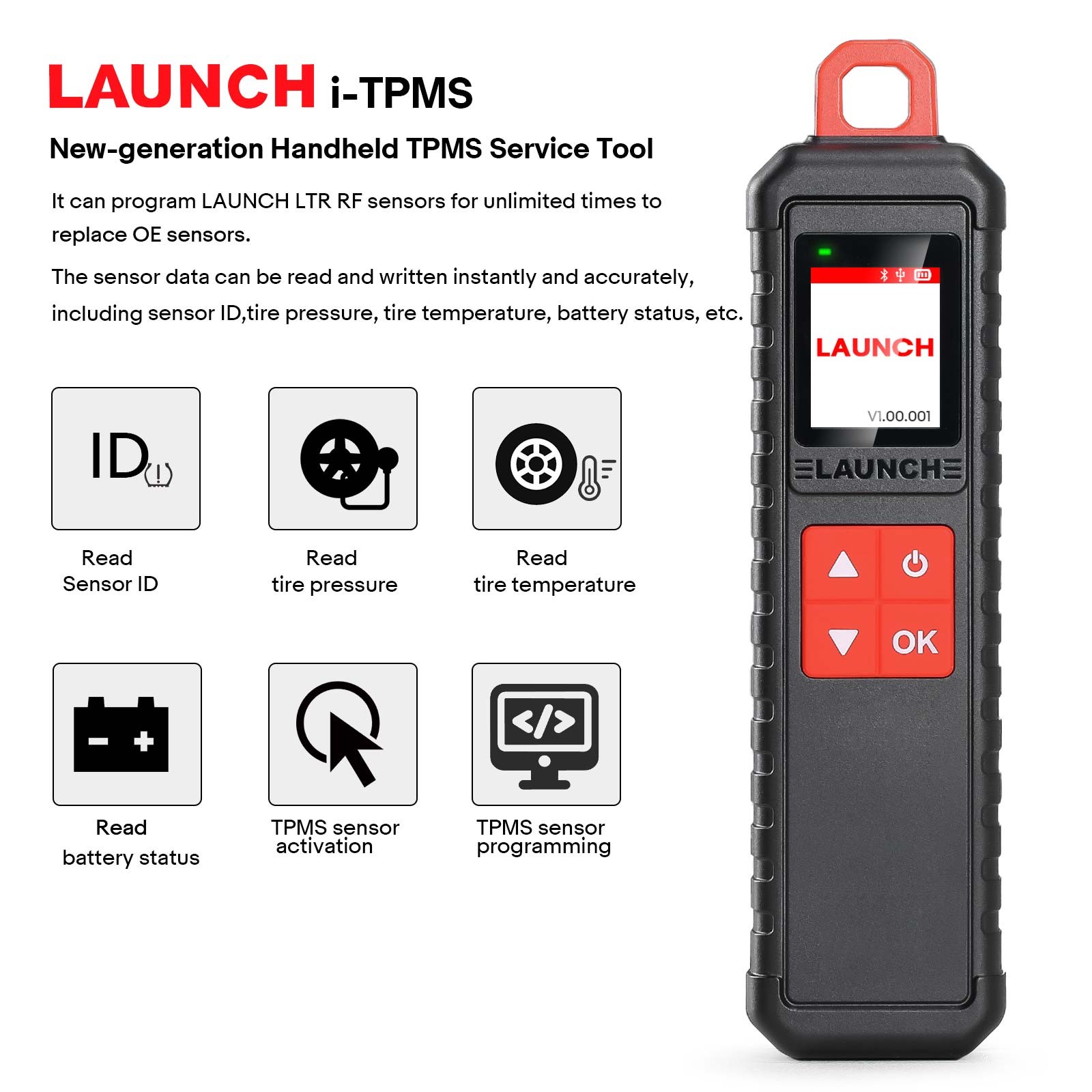 Launch X431 i-TPMS Tire Pressure Detector Handheld Terminator Used with Scanner