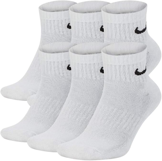 Nike Everyday Cushion Unisex Ankle Training Socks, Size Large - White (6 Pair)