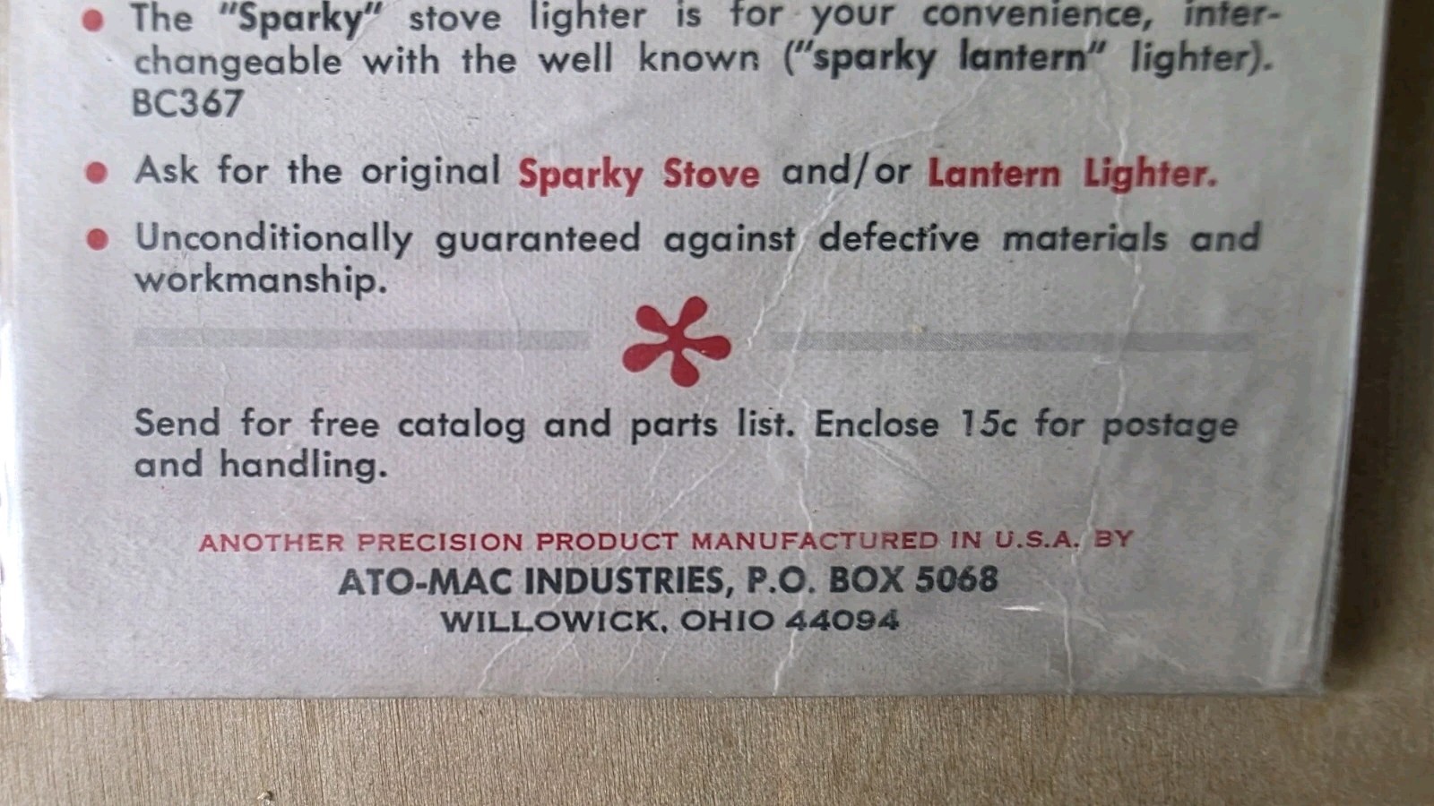 💥💥💥ATO-MAC Sparky Stove Lighter (Vintage) NOS