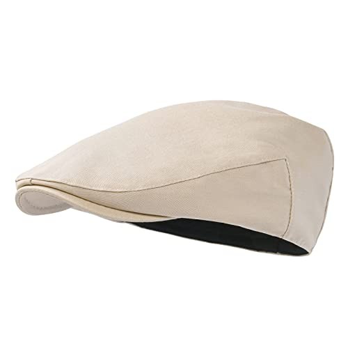 STARANCE Men's Cotton Ivy Gatsby Newsboy Hat Summer Driving Scally 7 3/4 Khaki