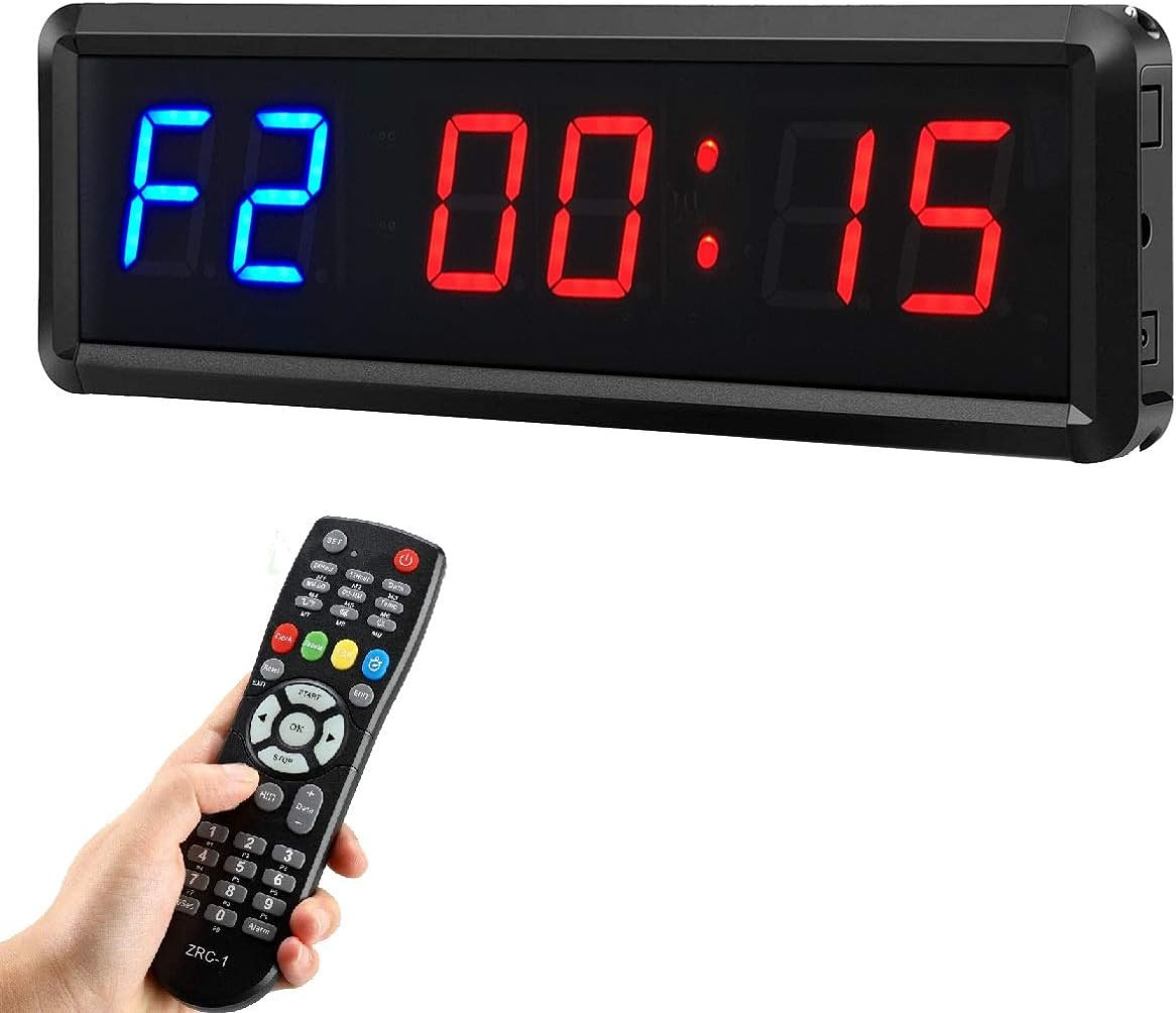 Gym Timer Clock Digital Interval Tabata Workouts Fitness Wall Small with Remote