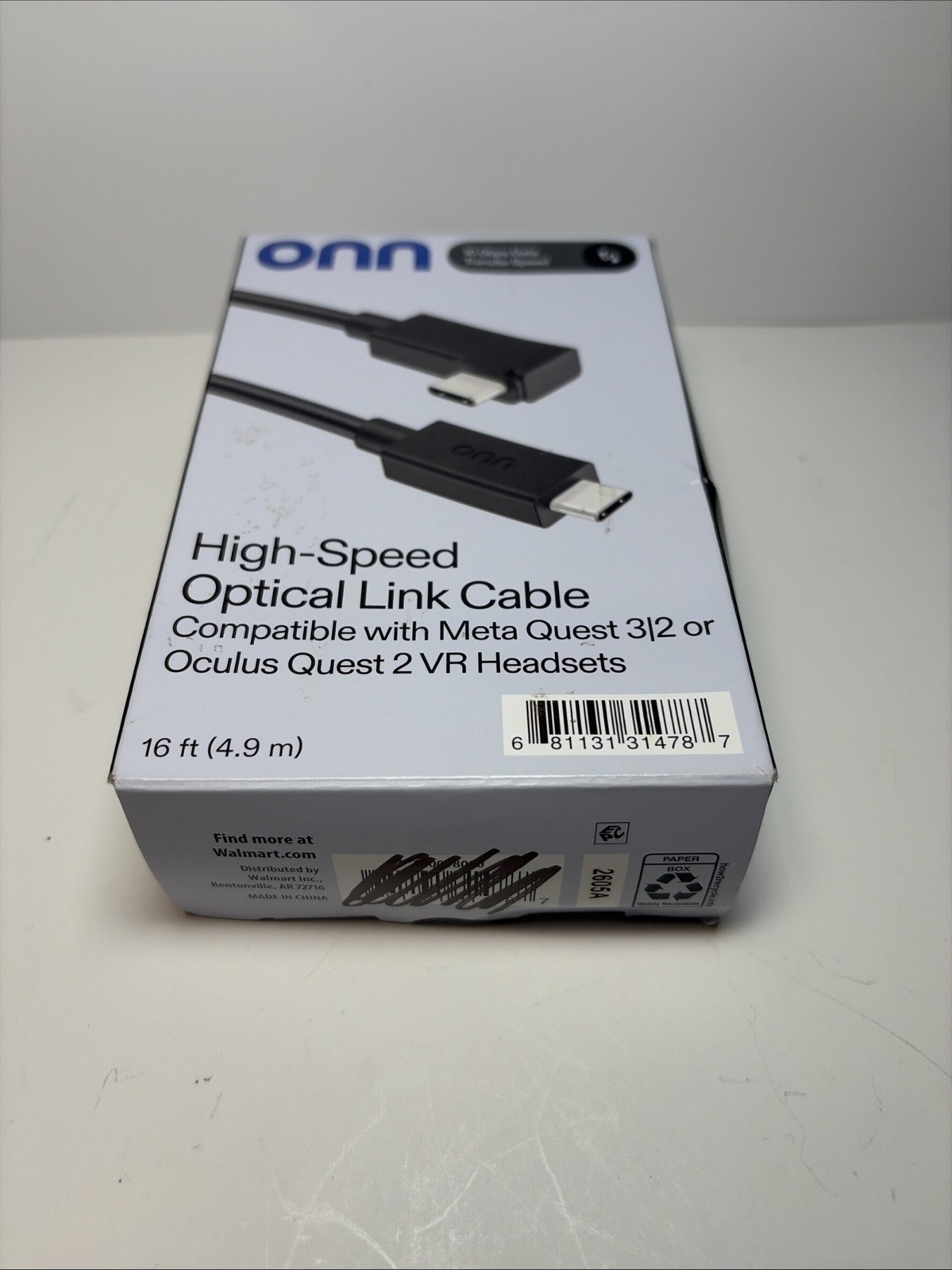 Onn 16ft VR Link Cable Meta Quest 2 3 USB-C Optical Link High Speed 10Gbps