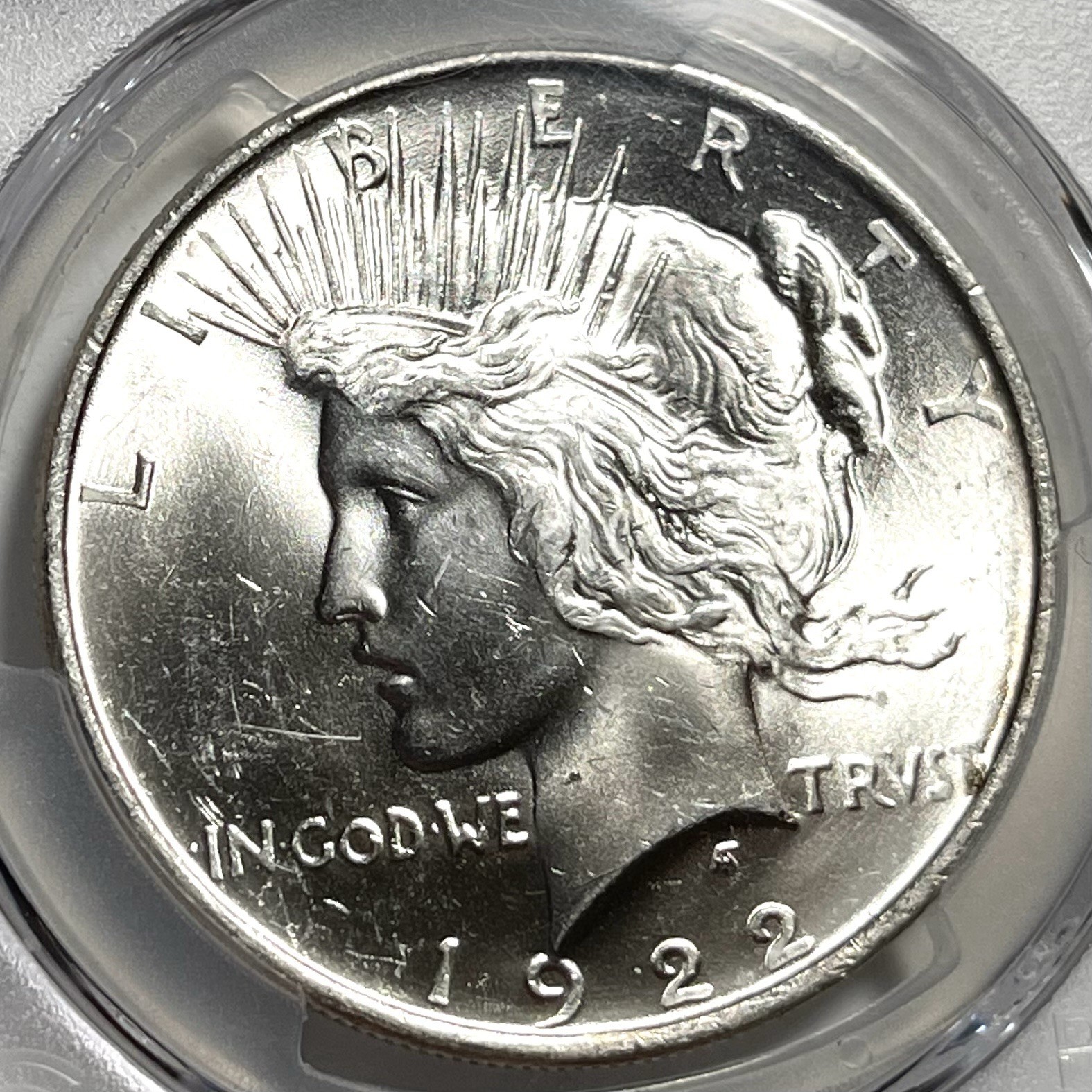 1922 Peace Dollar $1 PCGS MS63 Silver Coin Bright White Philadelphia Mint - A46