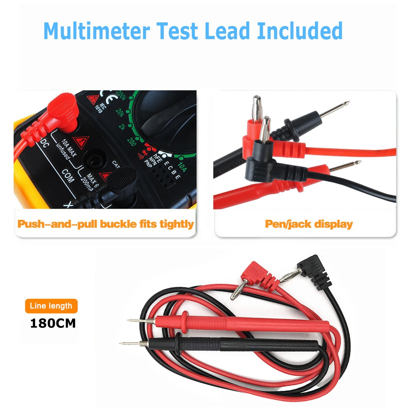 Digital Multimeter LCD Voltmeter Ammeter Ohmmeter Volt AC DC Tester Leads Meter