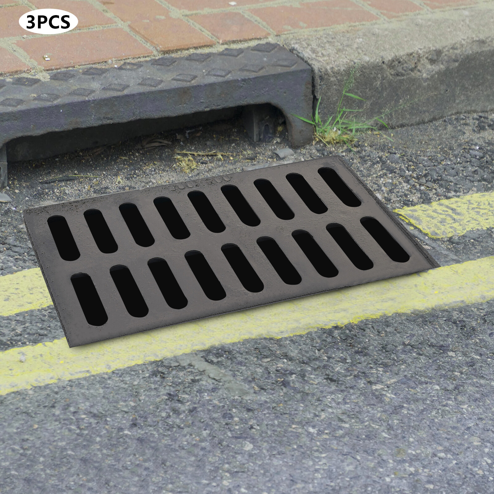 3 Piece Modern Outdoor Channel Drainage Cover Drain Grate Outdoor Sewer Cover US