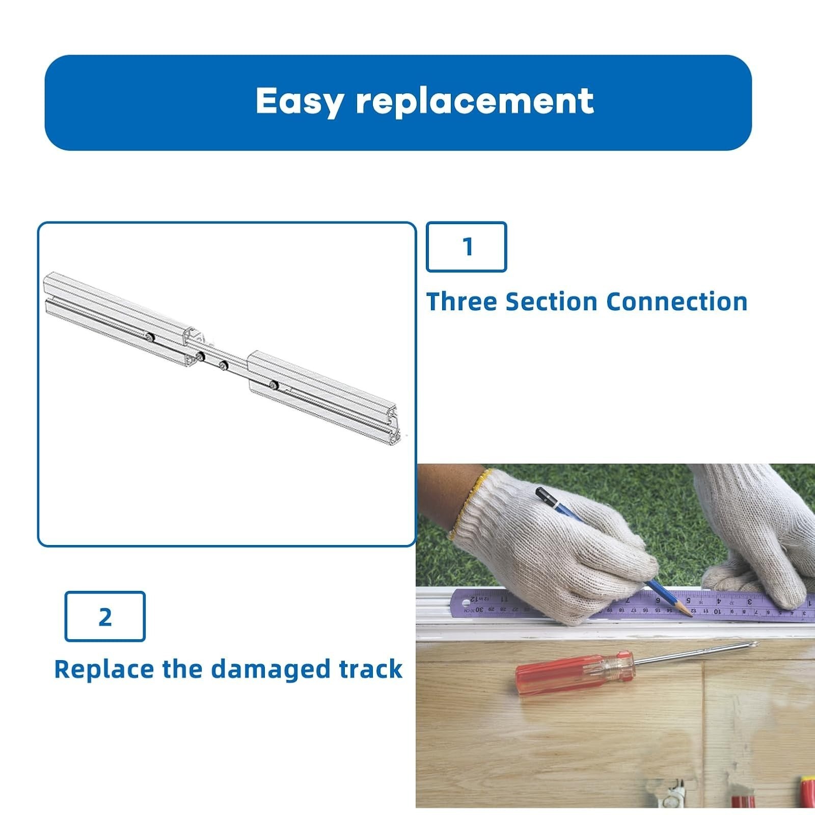75" Aluminum Sliding Screen Door Track Replacement Kit - Easy Install