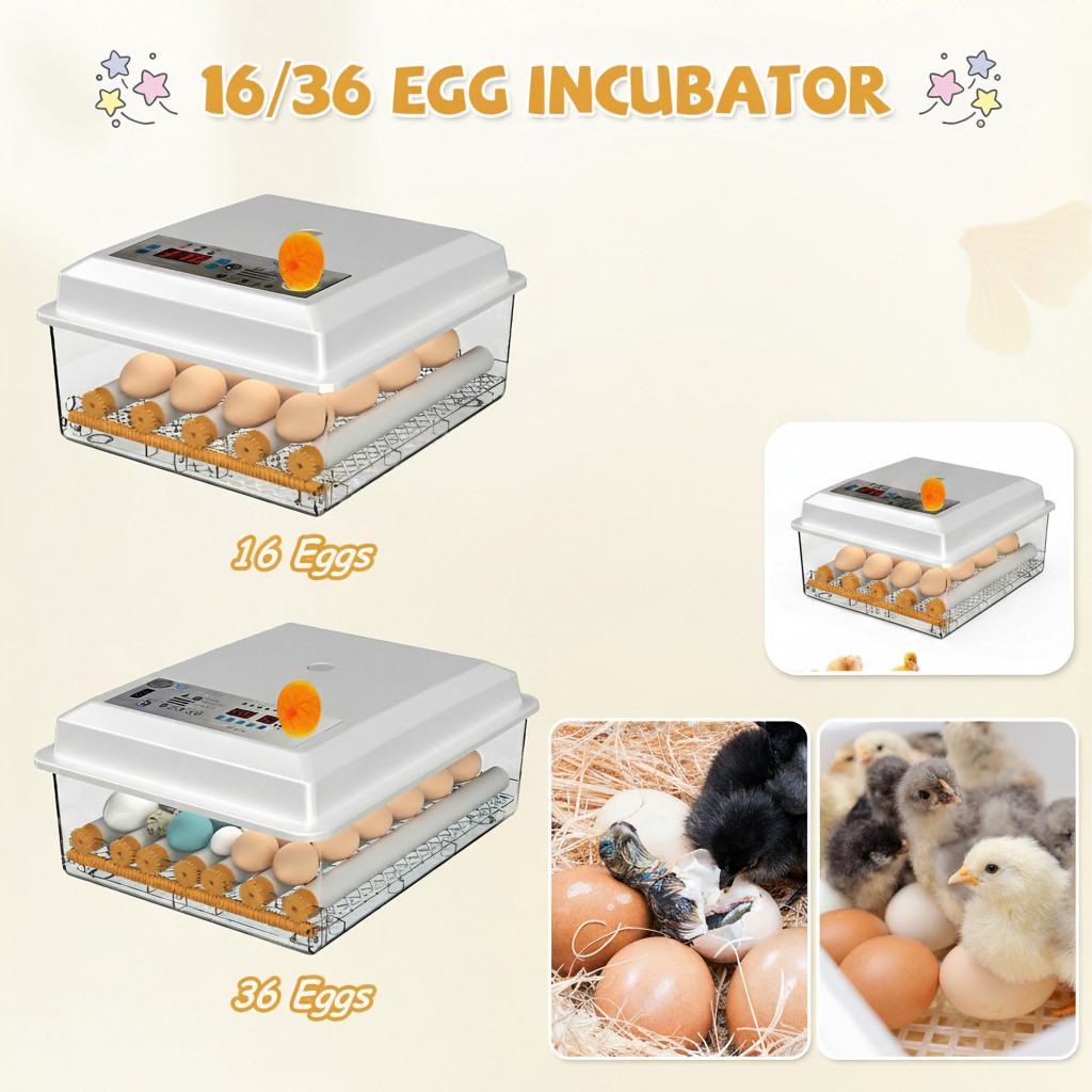 16/36 Eggs Auto Egg Incubator Digital Temperature Control Chicken Egg Hatcher