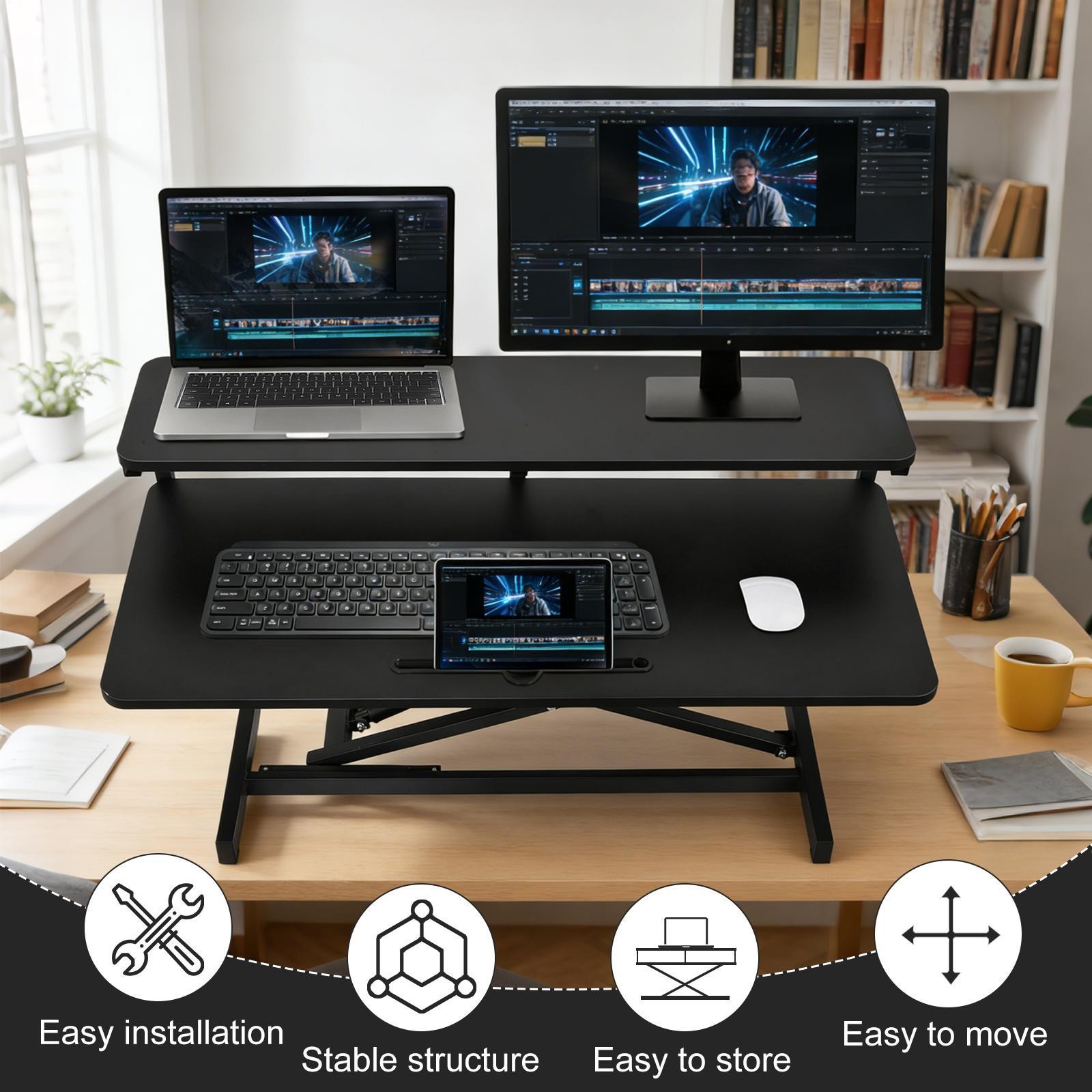 37 Inch Home Office Desk Converter Height Adjustable Computer Desk Riser