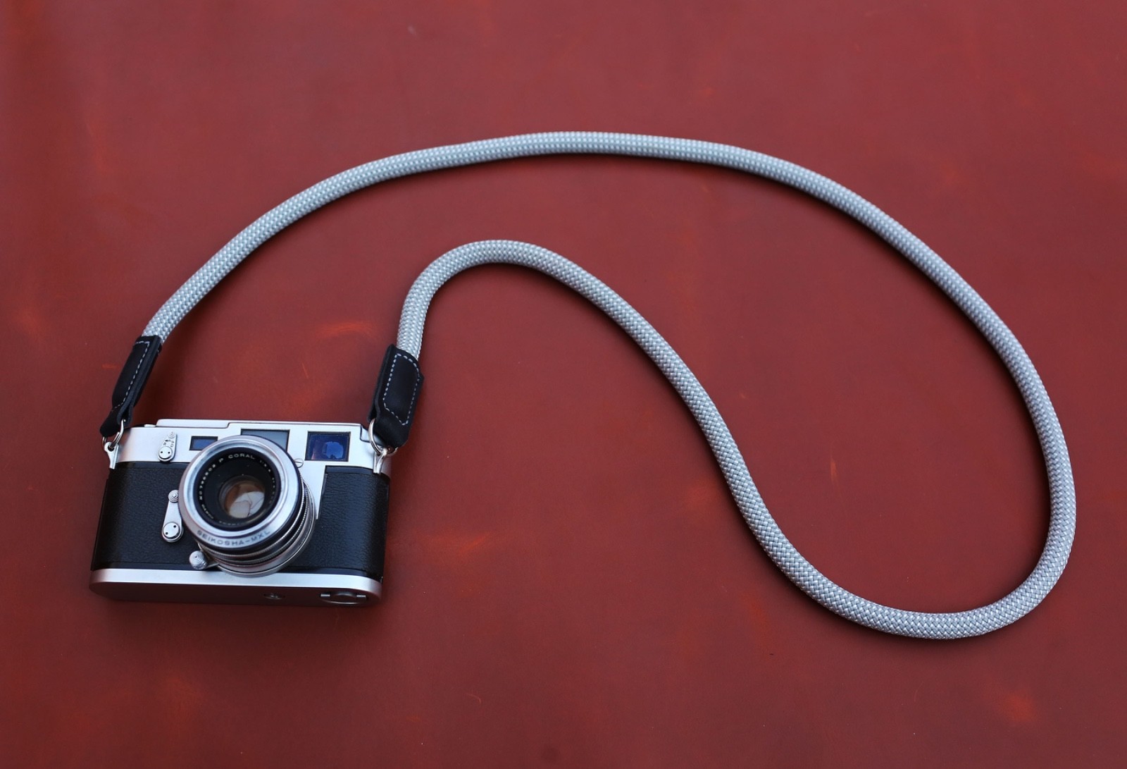 Spotted Climbing Rope Camera Strap | Crimson & Ash Grey