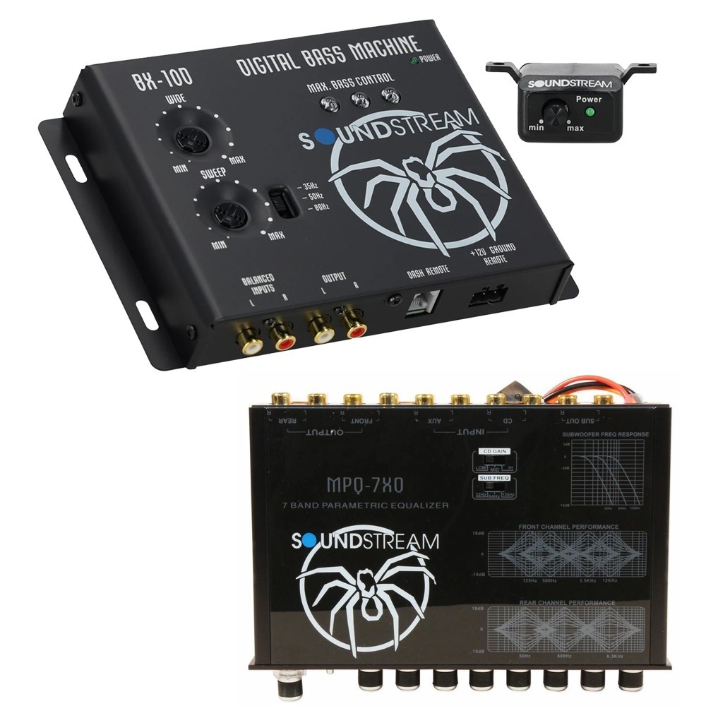 SOUNDSTREAM MPQ-7XO 7-BAND EQUALIZER 8 VOLTS RMS OUTPUT & BX-10D BASS PROCESSOR