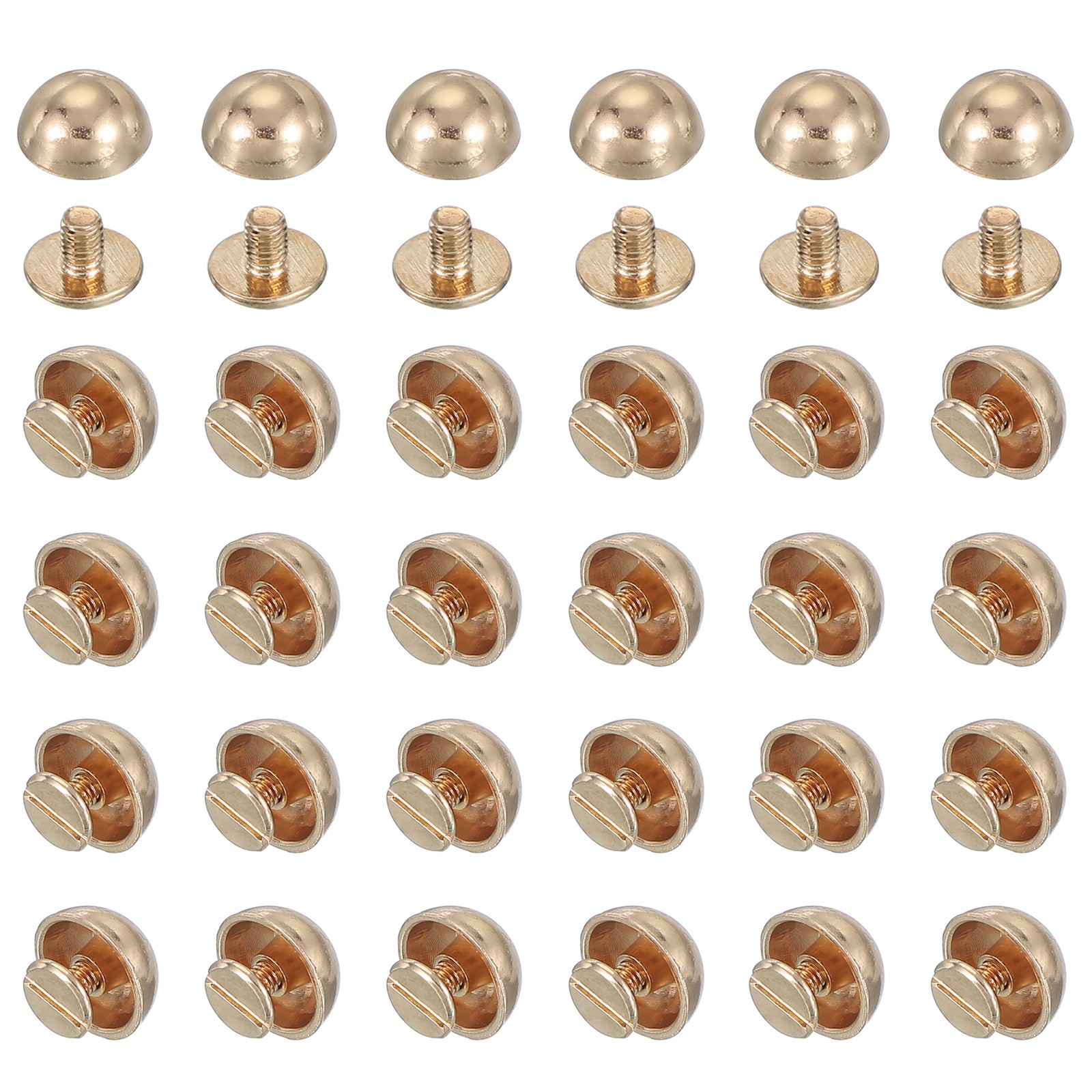 1/2" Dome Spikes Studs, 100 Sets Nailhead Screw Back Rivets for Craft,Light Gold