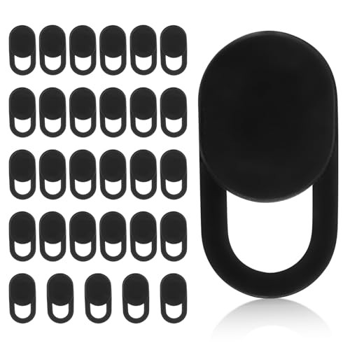 30Pcs Ultra-Thin Sliding Camera Privacy Covers Black ABS Universal