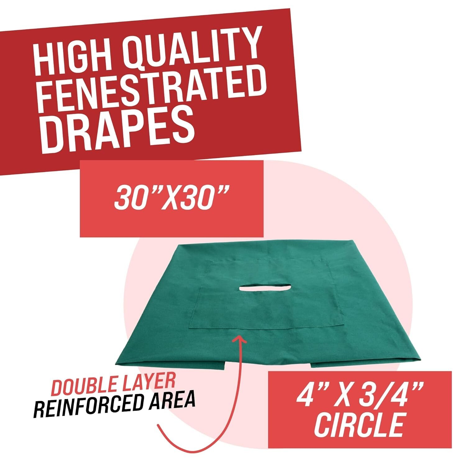 Cloth Fenestrated Drape, 30” x 30” with 4” x ¾” Rectangle, Autoclavable