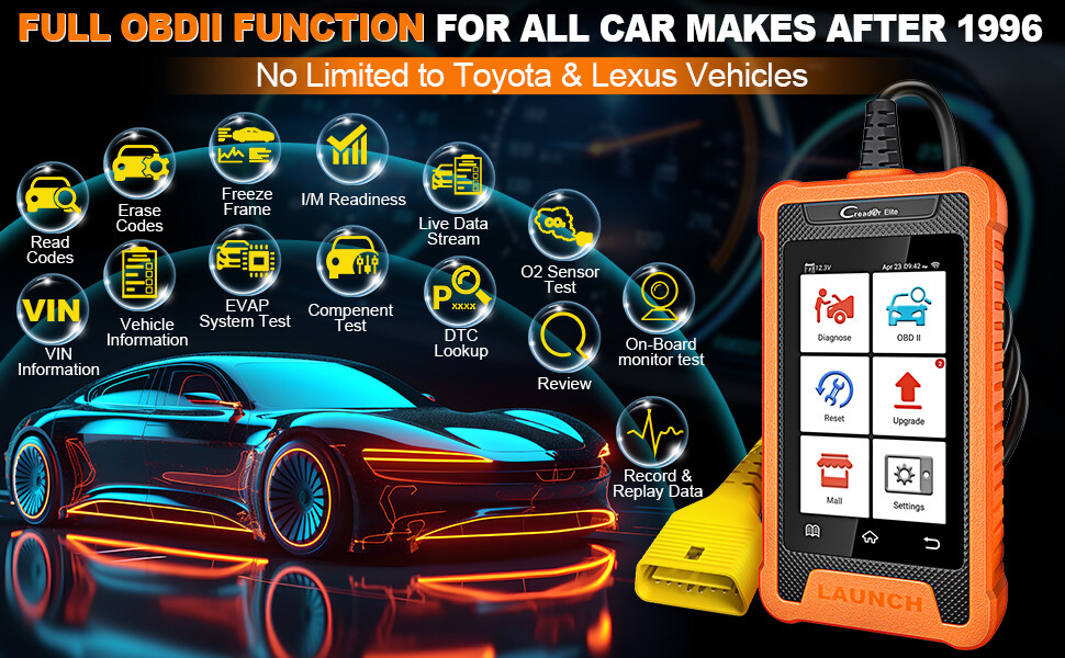 LAUNCH X431 Creader Elite For Toyota Car Diagnostic Tool OBD2 Scanner ABS SAS