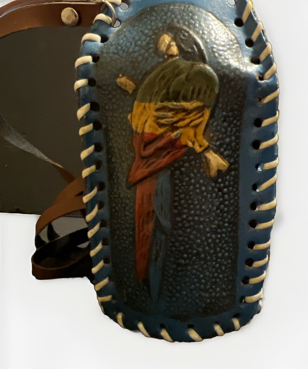 Handmade ECUADOR- Leather Bottle W/ Strap & Shot Glass
