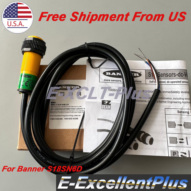New For Banner S18SN6D 29407 Diffuse Photoelectric Sensor Switch NPN 100mm Range