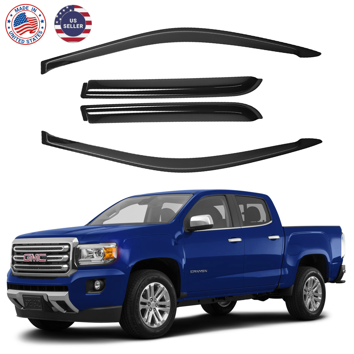 4X For Chevy Colorado GMC Canyon Crew Cab 2004-2012 Window Visors Rain Guards