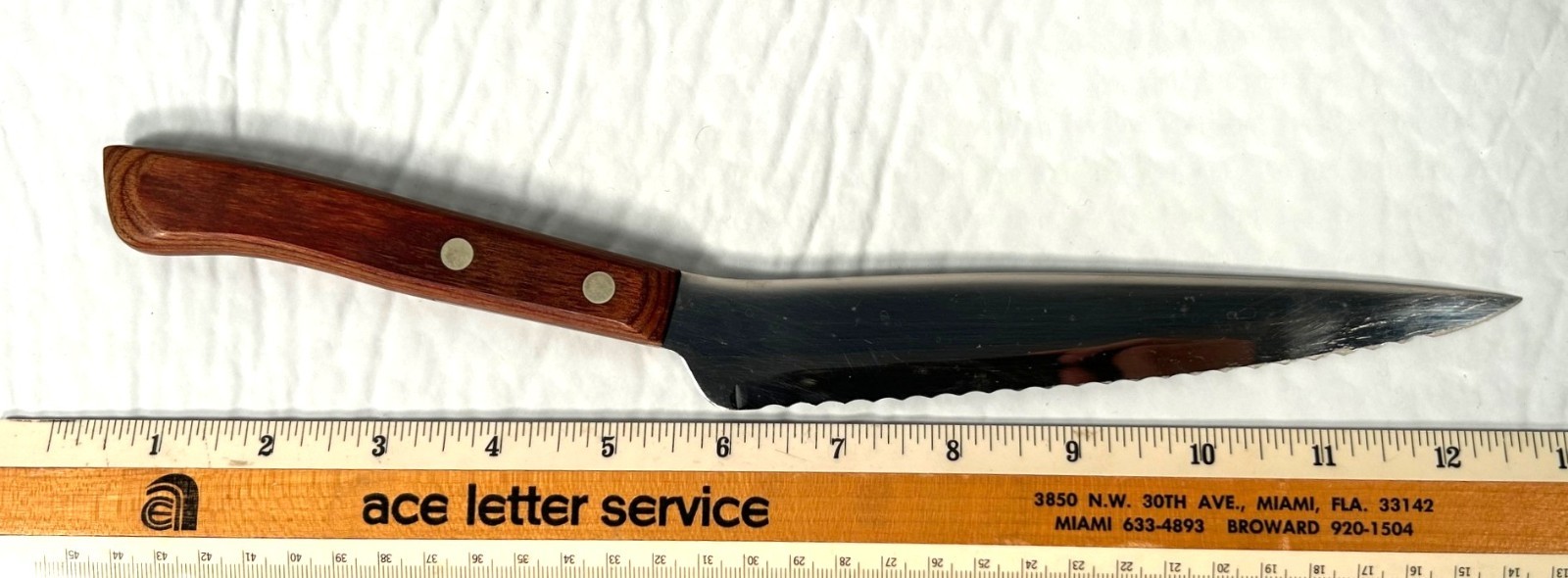 Flint Stainless Waverly Edge USA Knife 12” serrated offset vintage utility