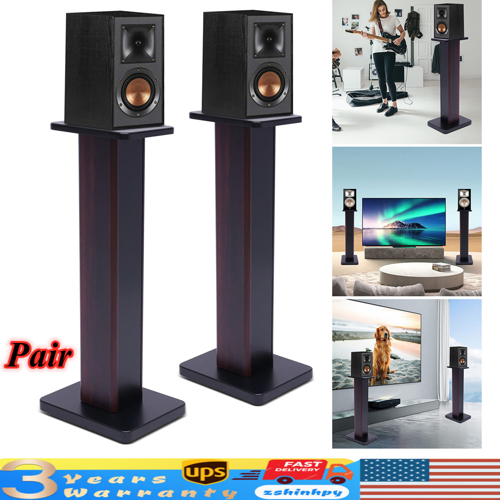 Black Walnut 28" Inch Bookshelf Speaker Stands Surround Sound Home Theater Pair