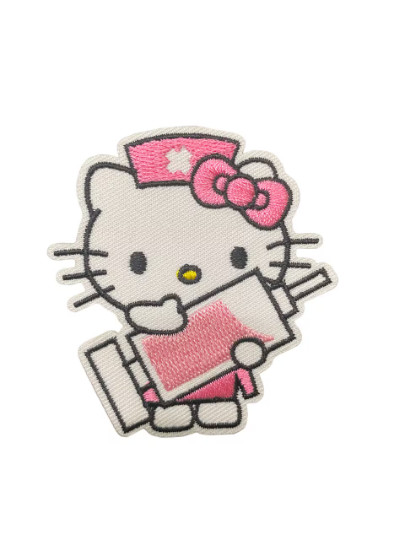 Hello Kitty Nurse Syringe Patch, Iron On/Sew On