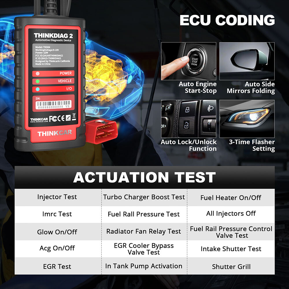 THINKDIAG 2 Bidirectional Car OBD2 Scanner Diagnostic Tool Code Reader All Free