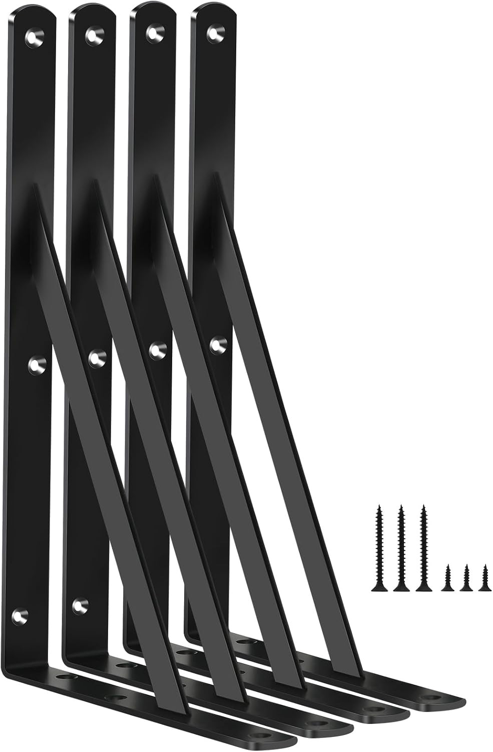 6 Pack L11 X H 8" Black Heavy Duty Shelf Brackets with Screws Metal Shelf Bracke