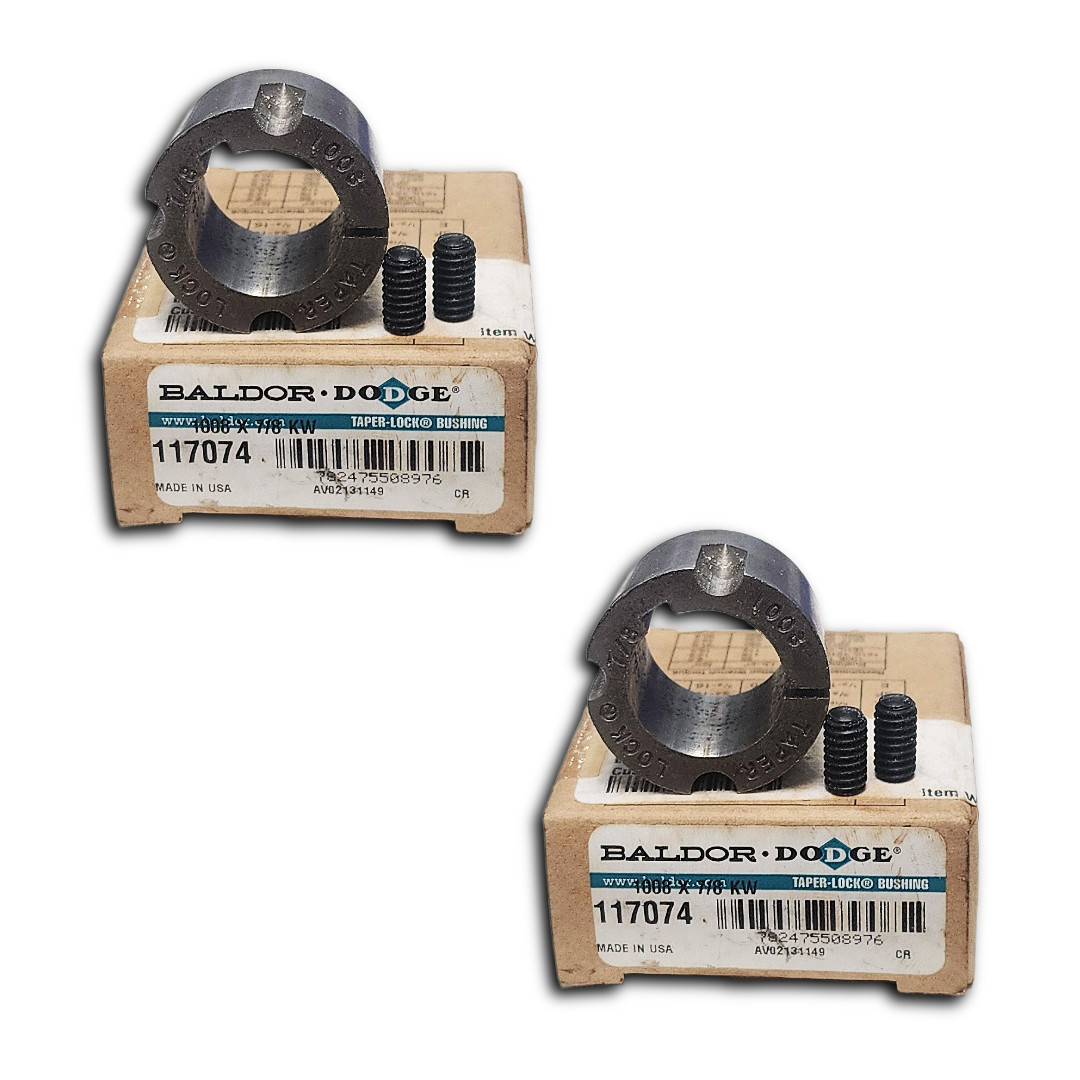 DODGE TAPER-LOCK BUSHINGS 1008 X 7/8 (LOT OF 2) 3/16" KEYWAY 0.875" THRU STEEL