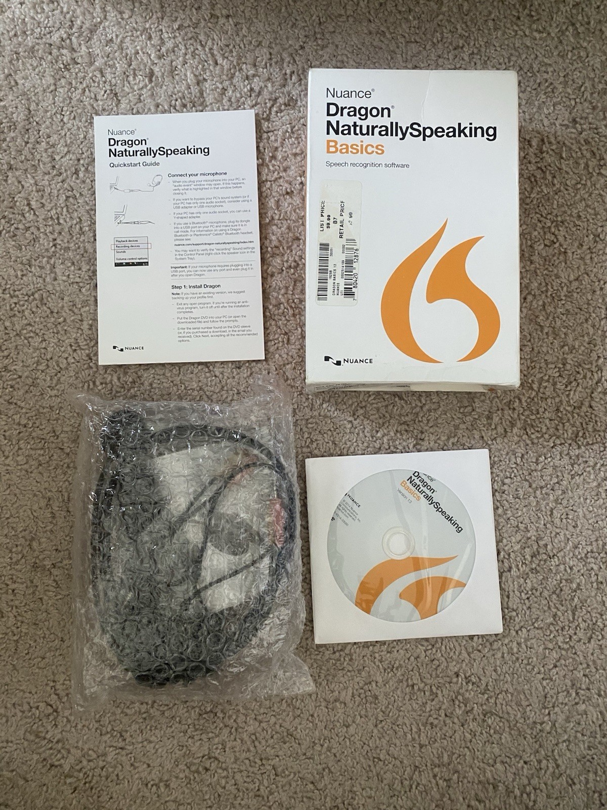Nuance Dragon Naturally Speaking Ver. 13 Basics Software With Microphone