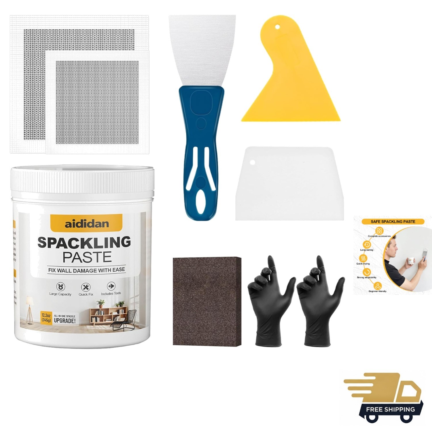 Drywall Repair Kit Wall Patch Spackle Surface Hole Fill Fast DIY Tools