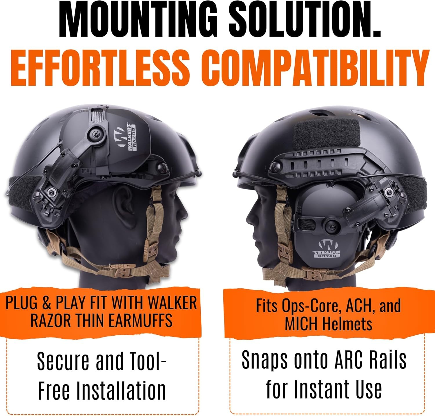 Tigrett Outdoors ARC Rail Adapter For Walkers Razor Thin Earmuffs AMP Brackets