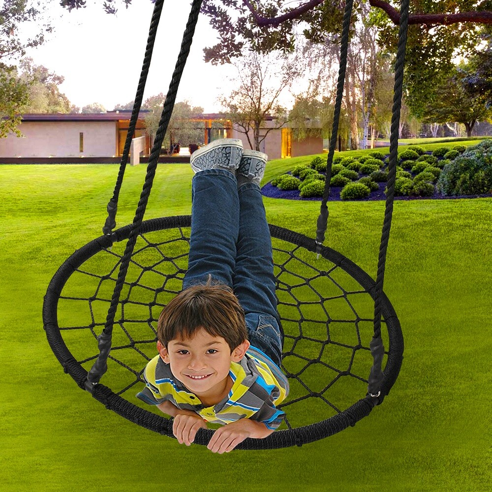 48'' Spider Web Tree Swing Net For Kids Max Weight  Adjustable Height 600Lbs