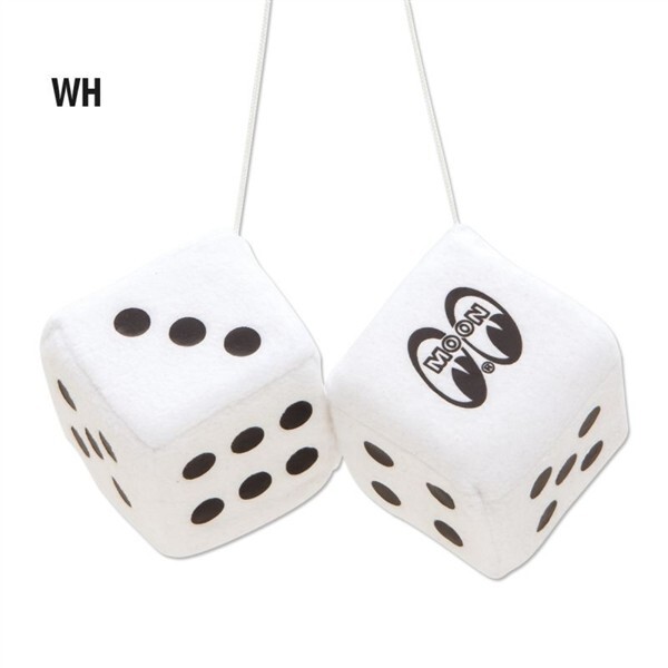 Moon Eyes Mooneyes Moon White Fuzzy Dice Moon Fuzzy Dice MG878WH FREE SHIPPING