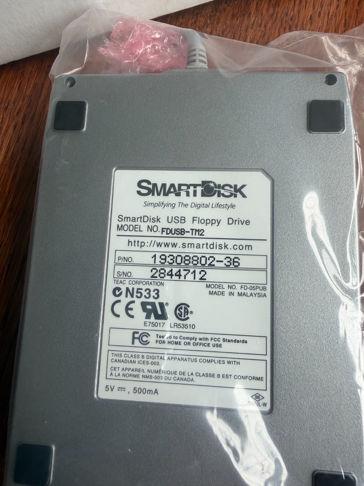 SmartDisk Titanium Edition USB 3.5" External Floppy Drive FDUSB-TM2 Windows/Mac