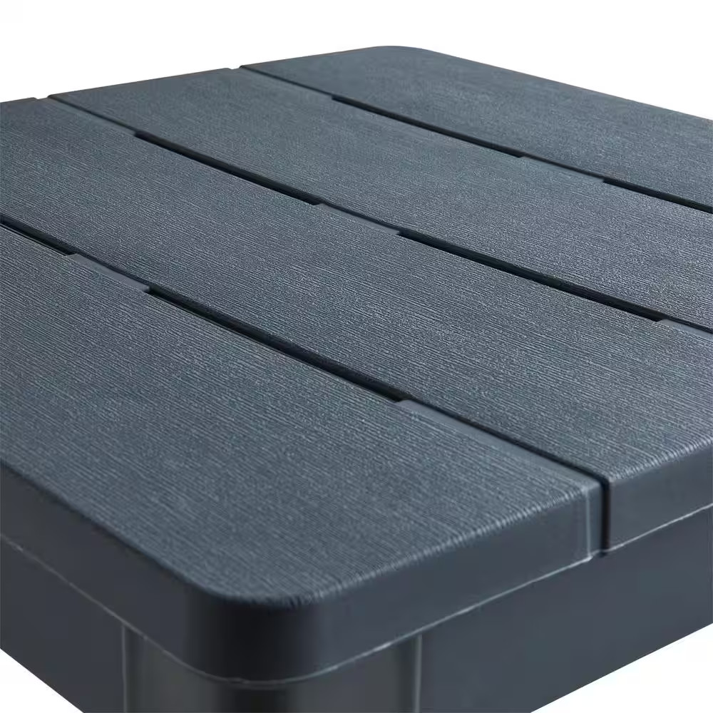 Deluxe 20 In. Resin Graphite Square Patio Side Table with Storage
