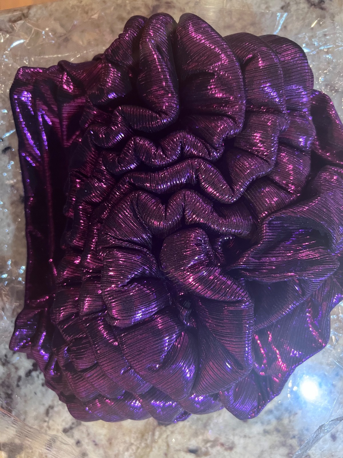 Shiny Purple Nigerian headwear African headscarf,Auto Gele headband, head wrap
