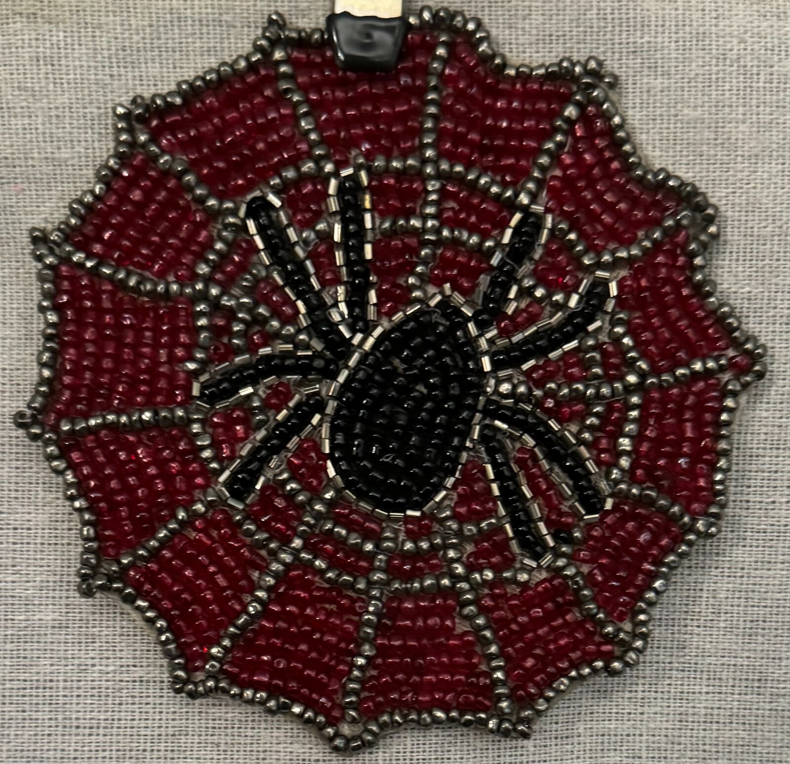 Burgundy, Black, & Silver Beaded Black Widow Coasters - Set of 4