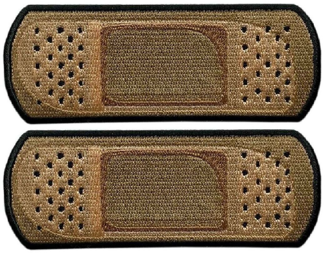 BAND AID EMBROIDERED FIRST AID PATCH  - 2PC  | 4" X 1 .5" Hook Fastener Backing