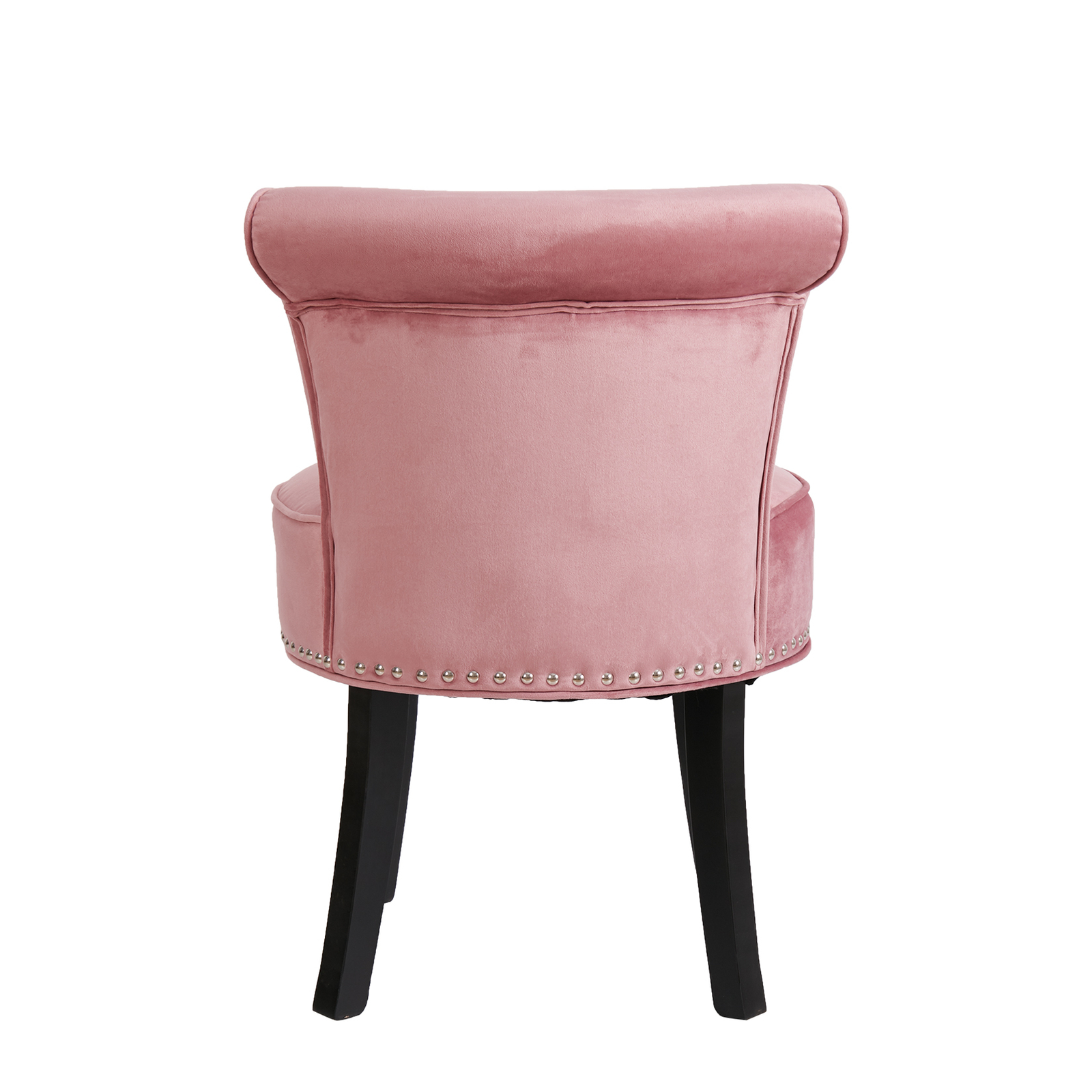 Vanity Stool Chair Makeup Round Velvet Padded Chair with Wood Legs for Bedroom