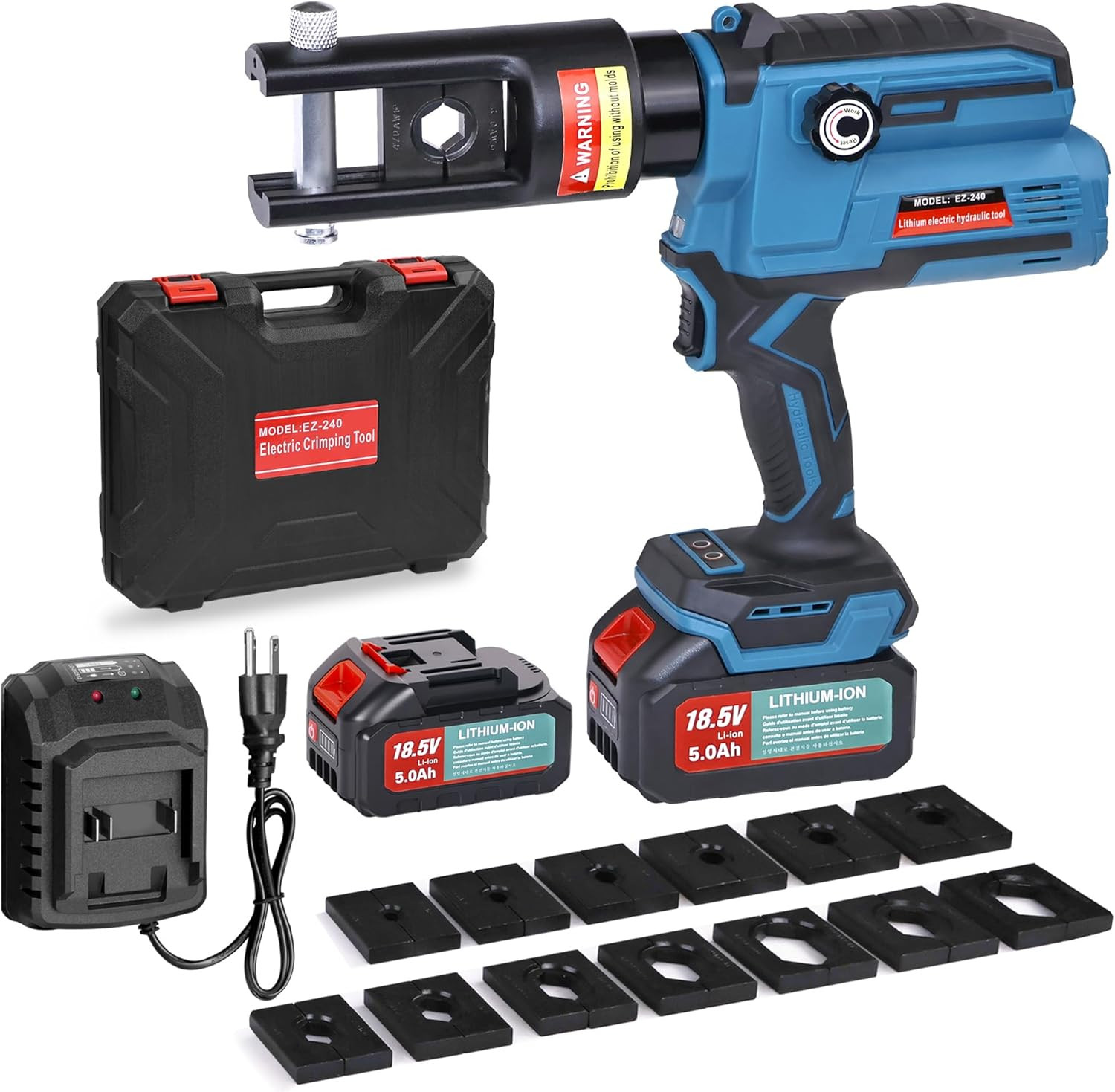 12-Ton Electric Hydraulic Crimping Tool – Battery Powered 6AWG–600MCM Cable Lug