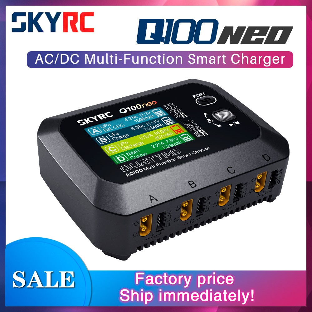 SKYRC Q100neo Smart Charger AC 100W DC 240W LiPo/LiHV/LiFe/Lilon Battery Charger